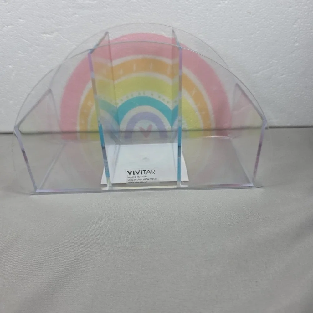 Kids Desk Organizers Clear Rainbow‎ and Flower Catchall Set of 2